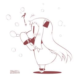 Rule 34 | +++, 10s, 1girl, abyssal ship, blowing bubbles, chibi, commentary request, contemporary, dress, horns, kantai collection, long hair, mittens, monochrome, northern ocean princess, solo, twitter username, yamato nadeshiko, | |