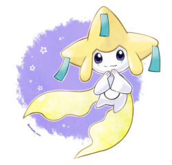 Rule 34 | artist name, bad id, bad pixiv id, closed mouth, creatures (company), game freak, gen 3 pokemon, hands up, happy, jirachi, legendary pokemon, looking at viewer, mythical pokemon, nintendo, outline, pokemon, pokemon (creature), purple background, purple eyes, rorosuke, simple background, smile, solo, star (symbol), twitter username, white outline
