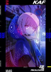 Rule 34 | 1girl, absurdres, blue eyes, blush, braid, chamooi, highres, hood, hood down, kaf (kamitsubaki studio), kamitsubaki studio, long hair, long sleeves, looking at viewer, low twin braids, multicolored eyes, night, open mouth, outdoors, parted lips, photo background, pink hair, red eyes, side braid, single braid, solo, twin braids, virtual youtuber, yellow eyes
