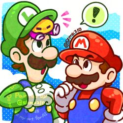 ! 3boys artist_name blue_overalls brothers brown_hair cloud cloudy_sky colored_skin facial_hair gloves green_hat green_shirt hat long_sleeves looking_up lowres luigi male_focus mario mario_&amp;_luigi:_brothership mario_&amp;_luigi_rpg mario_(series) multiple_boys mustache nintendo open_mouth overalls pink_skin red_hat red_shirt resting shirt short_hair siblings skmkz10 sky snoutlet_(mario) white_gloves