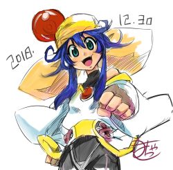 Rule 34 | 2018, android, artist request, bandana, blue hair, green eyes, lime (saber j), saber marionette j, tagme, white background