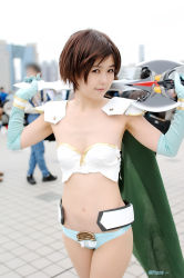 Rule 34 | bikini, cape, character request, coa, cosplay, elbow gloves, gloves, photo (medium), source request, swimsuit, sword, weapon