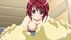 Rule 34 | 2girls, animated, animated gif, bathtub, blush, grabbing another&#039;s breast, breasts squeezed together, breasts, cleavage, deep skin, embarrassed, female pov, grabbing, groping, highres, hoods entertainment, huge breasts, large breasts, multiple girls, oribe mafuyu, plaster, pov, purple eyes, red hair, seikon no qwaser, sweat, topless, uno makoto, yamanobe tomo