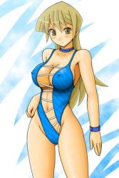Rule 34 | asymmetrical clothes, blush, breasts, covered erect nipples, hand on own hip, large breasts, lowres, swimsuit, tenjouin asuka, tsumitani daisuke, yu-gi-oh!, yu-gi-oh! gx