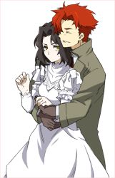 Rule 34 | 00s, 1boy, 1girl, baccano!, chane laforet, claire stanfield, couple, hetero, hug, hug from behind, machi ojisan, red hair, yellow eyes