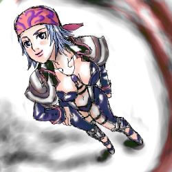 Rule 34 | 1girl, boots, breasts, do-rag, game console, lenus, looking at viewer, looking up, lowres, red eyes, silver hair, smile, the legend of dragoon, wingly
