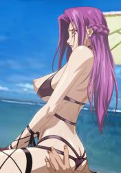 Rule 34 | 1girl, ass, ass grab, bare shoulders, blue eyes, braid, breasts, butt crack, closed mouth, clothed female nude male, clothed sex, code geass, cornelia li britannia, crown braid, day, from side, girl on top, highres, kyabakurabakufu, large breasts, legs, long hair, looking back, lying, nipples, nude, ocean, outdoors, pink hair, sex, shiny skin, sideboob, sitting, sitting on person, sky, solo focus, sweat, swimsuit, thighs, vaginal, water