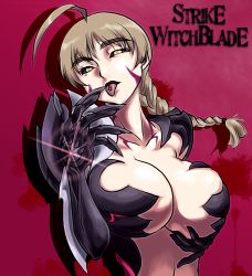 Rule 34 | 00s, breasts, cleavage, crossover, large breasts, lynette bishop, strike witches, tagme, tongue, witchblade, world witches series, yellow eyes