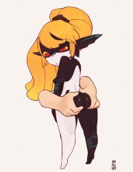 Rule 34 | 1girl, 34no404, ass, ass grab, black skin, breasts, colored sclera, colored skin, disembodied limb, grabbing another&#039;s ass, groping, long hair, midna, multicolored skin, nintendo, no headwear, nude, orange hair, pointy ears, ponytail, raised eyebrow, red eyes, small breasts, solo focus, the legend of zelda, the legend of zelda: twilight princess, two-tone skin, yellow sclera