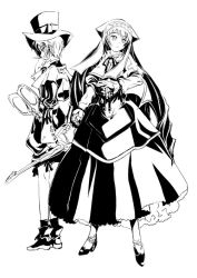 Rule 34 | 00s, 2girls, ankle boots, belt, boots, capelet, cigarette, dress, embellished costume, expressionless, full body, greyscale, hat, kneepits, long hair, looking away, monochrome, morisoban, multiple girls, open mouth, petticoat, profile, reverse trap, rozen maiden, scissors, shoes, short hair, shorts, siblings, simple background, sisters, smoking, socks, souseiseki, standing, straightchromia, suiseiseki, top hat, twins, very long hair, watering can