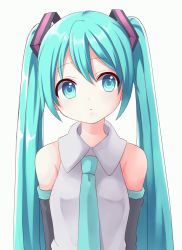 Rule 34 | 1girl, animated, animated gif, aqua eyes, aqua hair, asato727, blinking, detached sleeves, hatsune miku, highres, long hair, necktie, solo, twintails, upper body, vocaloid, white background