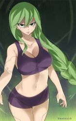 Rule 34 | 1girl, braid, breasts, cleavage, colorized, eden&#039;s zero, gaston18, green eyes, green hair, highres, large breasts, long hair, mashima hiro, navel, witch (eden&#039;s zero)