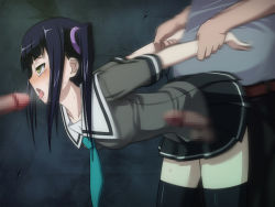 Rule 34 | 00s, 1girl, black hair, blush, censored, clothed sex, doggystyle, faceless, faceless male, group sex, hetero, highres, hime cut, ikkitousen, orgasm, penis, saji genpou (true), saliva, sex, sex from behind, tears, testicles, thighhighs, twintails, vaginal, x-ray, yellow eyes, yozo (yozo2000), zettai ryouiki