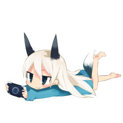 Rule 34 | 00s, 1girl, animal ears, barefoot, chibi, eila ilmatar juutilainen, feet, handheld game console, kanikama, lowres, lying, on stomach, playing games, playstation portable, solo, strike witches, tail, world witches series