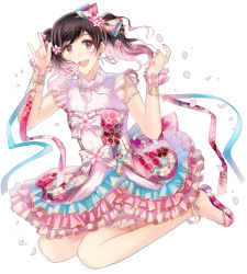 Rule 34 | 1girl, absurdres, anklet, aqua bow, aqua ribbon, aqua skirt, artist name, artist request, bare legs, bare shoulders, barefoot, barefoot sandals (jewelry), black hair, blush, bow, bracelet, breasts, cherry blossom fairy (love live!), collared dress, dress, dress bow, earrings, feet, female focus, floating hair, flower, flower print, frilled dress, frills, full body, hair between eyes, hair bow, hair flower, hair ornament, heart, heart earrings, highres, jewelry, long hair, looking at viewer, love live!, love live! school idol festival, love live! school idol festival all stars, love live! school idol project, miniskirt, nail, nail polish, parted lips, pink bow, pink dress, pink flower, pink nails, pink ribbon, pink skirt, plaid, plaid dress, plaid skirt, pleated, pleated dress, pleated skirt, red eyes, ribbon, short hair, short twintails, skirt, sleeveless, sleeveless dress, smile, solo, striped, striped bow, twintails, w, white bow, white dress, white wrist cuffs, wrist cuffs, yazawa nico