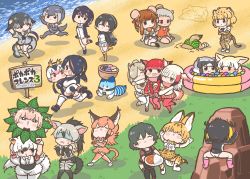 Rule 34 | 10s, 6+girls, :3, aardwolf (kemono friends), aardwolf print, alpaca ears, alpaca suri (kemono friends), alpaca tail, animal ears, anteater ears, anteater tail, apron, bactrian camel (kemono friends), ball pit, bare shoulders, bird tail, bird wings, black-tailed prairie dog (kemono friends), black hair, blindfold, blonde hair, blush, bow, bowtie, camel ears, caracal (kemono friends), carrying, center frills, cetacean tail, collared shirt, commentary request, common raccoon (kemono friends), crossed arms, curry, curry rice, dress, dromedary (kemono friends), elbow gloves, emperor penguin (kemono friends), fang, fennec (kemono friends), fingerless gloves, fins, fish tail, food, fox ears, frilled dress, frilled skirt, frills, fur collar, gentoo penguin (kemono friends), gloves, green eyes, grey hair, hair bow, hair over one eye, hands on own head, head wings, high-waist skirt, highres, hippopotamus (kemono friends), hippopotamus ears, hood, hood down, hoodie, humboldt penguin (kemono friends), jaguar (kemono friends), jaguar ears, jaguar print, jaguar tail, japanese crested ibis (kemono friends), kaban (kemono friends), kemono friends, kemono friends pavilion, kotobuki (tiny life), leotard, light brown hair, long hair, long sleeves, lucky beast (kemono friends), multicolored hair, multiple girls, narwhal (kemono friends), neckerchief, necktie, no headwear, nose blush, one-piece swimsuit, otter ears, otter tail, pantyhose, penguin tail, piggyback, pink hair, plaid, plaid skirt, playground equipment (kemono friends pavilion), pleated skirt, ponytail, princess carry, puffy short sleeves, puffy sleeves, raccoon ears, red hair, rice, rockhopper penguin (kemono friends), royal penguin (kemono friends), sailor dress, sand, scarlet ibis (kemono friends), serval (kemono friends), serval print, serval tail, shirt, short hair, short sleeves, silky anteater (kemono friends), sitting, skirt, sleeveless, small-clawed otter (kemono friends), smile, southern tamandua (kemono friends), standing, standing on one leg, streaked hair, sweatdrop, swimsuit, tail, thighhighs, toeless legwear, traditional bowtie, translation request, twintails, wavy mouth, white hair, wings, zettai ryouiki