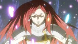Rule 34 | 1girl, animated, animated gif, armor, erza scarlet, fairy tail, lowres, magic, red hair, solo, transformation