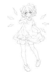 Rule 34 | 1girl, absurdres, bloomers, bow, cirno, clothes lift, dress, dress lift, greyscale, hair bow, highres, ikameshi (ika meshi), lineart, looking at viewer, mikuma, monochrome, short hair, smile, solo, thighhighs, touhou, underwear