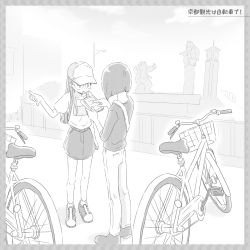 Rule 34 | 1boy, 1girl, bicycle, digimon, hat, highres, ichijouji ken, inoue miyako, pointing, skirt