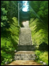 Rule 34 | bamboo, bamboo forest, border, forest, grass, nature, no humans, original, power lines, scenery, stairs, sunlight, technoheart, tree