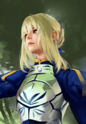 1girl armor armored_dress artoria_pendragon_(all) artoria_pendragon_(fate) ben_lo blonde_hair blue_eyes derivative_work dress fate/stay_night fate_(series) female_focus green_eyes highres realistic saber_(fate) sketch solo