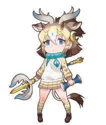 Rule 34 | 1girl, animal costume, animal ear fluff, animal ears, highres, kemono friends, looking at viewer, official art, sivatherium (kemono friends), solo, standing, tachi-e, tail, transparent background, yoshizaki mine