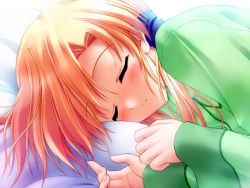 Rule 34 | 00s, 1girl, blush, canvas 2, closed eyes, game cg, housen elis, nanao naru, red hair, sleeping, solo, source request