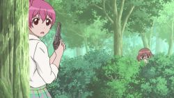 Rule 34 | 10s, animated, animated gif, blood, brown hair, gun, pink hair, sabagebu!, school uniform, sonokawa momoka, violence, weapon
