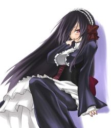 Rule 34 | 00s, 1girl, april (coyote ragtime show), black hair, coyote ragtime show, dress, goth fashion, gothic lolita, lolita fashion, long hair, red eyes, solo