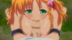 Rule 34 | 1boy, 1girl, animated, animated gif, blush, breasts, competition swimsuit, fellatio, green eyes, hetero, large breasts, long hair, lowres, nipples, one-piece swimsuit, oral, orange hair, oshiete re:maid, penis, philine la, solo focus, swimsuit, uncensored