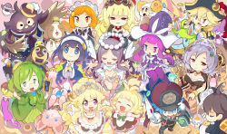 Rule 34 | 3boys, 6+girls, :3, :d, adjusting clothes, adjusting headwear, ahoge, angel, animal, antenna hair, apron, bag, bare shoulders, belt, bird, black dress, black gloves, black hair, black headwear, black jacket, black pants, blonde hair, blue bow, blue bowtie, blue eyes, blue headwear, blue robe, blunt bangs, book, bow, bowtie, brown dress, brown hair, cat, chick, closed eyes, closed mouth, clothed animal, clover, collared shirt, commentary request, crop top, cup, dated, detached sleeves, detached wings, dog, dress, duel monster, envelope, everyone, floating, food, food-themed clothes, food-themed hair ornament, fork, four-leaf clover, from above, full body, glasses, gloves, green belt, green dress, green eyes, green hair, grey hair, group picture, habit, hair between eyes, hair ornament, hairclip, halo, hand up, hands up, hat, heterochromia, highres, holding, holding book, holding envelope, holding food, holding plate, holding pointer, holding scepter, holding teapot, horse, horseback riding, jacket, jewelry, korean commentary, long hair, long sleeves, looking at viewer, lying, madolche anjelly, madolche baaple, madolche butlerusk, madolche chickolate, madolche cruffssant, madolche hootcake, madolche magileine, madolche marmalmaide, madolche messengelato, madolche mewfeuille, madolche petingcessoeur, madolche puddingcess, madolche puddingcess chocolat-a-la-mode, madolche queen tiaramisu, madolche teacher glassouffle, maid, maid apron, maid headdress, midriff, mixed-language commentary, multiple boys, multiple girls, navel, neckerchief, necklace, necktie, nun, on back, one side up, open mouth, orange eyes, orange hair, outstretched arms, owl, own hands together, pants, pantyhose, parted bangs, pearl necklace, plate, pointer, pouring, puffy short sleeves, puffy sleeves, purple dress, purple eyes, purple hair, purple headwear, purple legwear, rabbit, red headwear, red neckerchief, red necktie, red ribbon, ribbon, riding, robe, rtari, scepter, sheep, shirt, short hair, short sleeves, shoulder bag, sidelocks, signature, sitting, skirt, smile, standing, strapless, strapless dress, tea, teacher, teacup, teapot, throne, tiara, top hat, white apron, white dress, white gloves, white shirt, white skirt, wings, witch hat, wrist ribbon, yellow dress, yellow ribbon, yellow sleeves, yu-gi-oh!