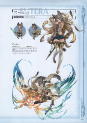 Rule 34 | 10s, 1girl, absurdres, animal ears, armpits, arms up, arrow (projectile), bare shoulders, blonde hair, bow (weapon), bracelet, brown eyes, brown hair, chibi, dress, erune, full body, fur trim, granblue fantasy, hair ornament, highres, holding, holding bow (weapon), holding weapon, jewelry, crossed legs, looking at viewer, minaba hideo, miniskirt, multiple views, non-web source, official art, quiver, scan, short dress, short hair, skirt, standing, sutera (granblue fantasy), thighhighs, weapon, zettai ryouiki