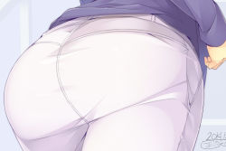 Rule 34 | 1girl, 2014, alternate costume, ass, ass focus, close-up, dated, from behind, hair ornament, highres, huge ass, kokka han, letty whiterock, pants, solo, sweater, touhou