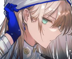 Rule 34 | 1boy, aqua eyes, blue gloves, captain nemo (fate), fate/grand order, fate/grand order arcade, fate (series), gloves, hair behind ear, highres, light brown hair, long hair, long sleeves, looking at viewer, male focus, nemo (fate), parted lips, portrait, sherry 0014, simple background, solo, turban, twitter username, white background, white headwear