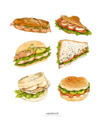 Rule 34 | bread, cream, croissant, food, food focus, food name, fukujumaru, ham, highres, lettuce, meat, no humans, original, sandwich, simple background, tomato, tomato slice, white background