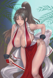Rule 34 | 1girl, breasts, fatal fury, highres, large breasts, ponytail, shiranui mai, solo