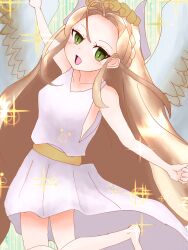 Rule 34 | 1girl, absurdres, angel wings, duel monster, green eyes, harumi makoto, highres, sparks, victorica angel of bravery, wings, yu-gi-oh!