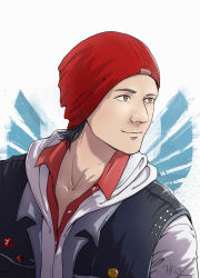 Rule 34 | 1boy, beanie, delsin rowe, hat, highres, infamous, infamous second son, jiuda, male focus, smile, solo, yellow eyes
