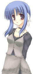Rule 34 | 00s, blue hair, fujimiya, ilfa (to heart), long image, robot ears, short hair with long locks, simple background, smile, solo, tall image, to heart (series), to heart 2, white background