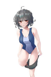 Rule 34 | 1girl, arknights, black hair, competition swimsuit, la pluma (arknights), one-piece swimsuit, onethingidkwhy, swimsuit