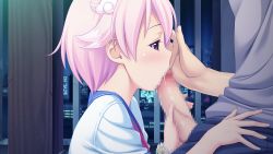 Rule 34 | 10s, 1boy, 1girl, blush, censored, fellatio, from side, game cg, hair ornament, highres, koutaro, mosaic censoring, oral, penis, pink eyes, pink hair, short hair, takara ichiko, tropical kiss, tropical vacation, twinkle (company)