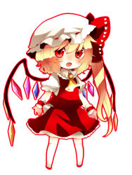 Rule 34 | 1girl, ascot, bad id, bad pixiv id, blouse, chibi, crystal, female focus, flandre scarlet, full body, hair between eyes, hat, long hair, mob cap, outline, shirt, simple background, solo, standing, touhou, very long hair, white background, white legwear, white shirt, yellow ascot, yutazou