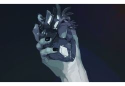 Rule 34 | 1boy, black background, black nails, fate/grand order, fate (series), hand focus, heart, heart (organ), holding, holding heart, holding organ, male focus, monochrome, nail polish, out of frame, sei 8220, simple background, solo, tezcatlipoca (fate)