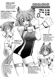 Rule 34 | 10s, 1girl, blush, breasts, cleavage, fangs, furry, greyscale, highres, looking at viewer, monochrome, monster girl, monster musume no iru nichijou, okayado, polt, sweat, swimsuit, translated, wide hips