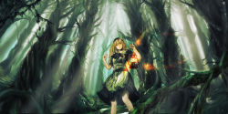 Rule 34 | 1girl, bad id, bad pixiv id, dress, female focus, forest, lantern, nature, original, outdoors, plant, seafh, solo, tree