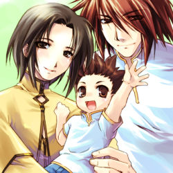 Rule 34 | 00s, 1girl, 2boys, anna irving, brown eyes, brown hair, father and son, kratos aurion, lloyd irving, mother and son, multiple boys, red hair, spoilers, tales of (series), tales of symphonia