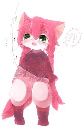 Rule 34 | 1girl, artist request, blush, cat busters, female focus, furry, furry female, green eyes, highres, long hair, neko hakase (cat busters), no humans, open mouth, pink hair, solo