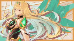 Rule 34 | absurdres, blonde hair, breasts, highres, large breasts, long hair, mythra (xenoblade), solo, very long hair, xenoblade chronicles (series), xenoblade chronicles 2, yellow eyes, yrouumkinnoaw