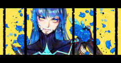 Rule 34 | blue flower, blue hair, flower, highres, long hair, nahobino, protagonist (smtv), shin megami tensei, shin megami tensei v, very long hair, yellow eyes