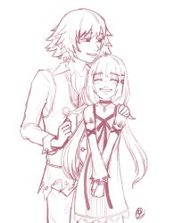 Rule 34 | 1boy, 1girl, brother and sister, dress, flower, highres, innotsu, kingdom hearts, kingdom hearts unchained x, lauriam, short hair, siblings, sketch, smile, strelitzia (kingdom hearts), twintails